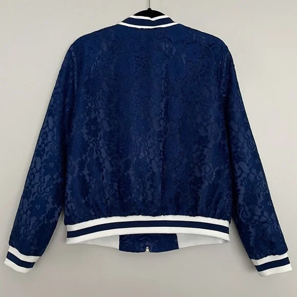 English Factory Bomber Varsity Lace Shell Jacket Womens Sz M NWT* - Picture 5 of 14
